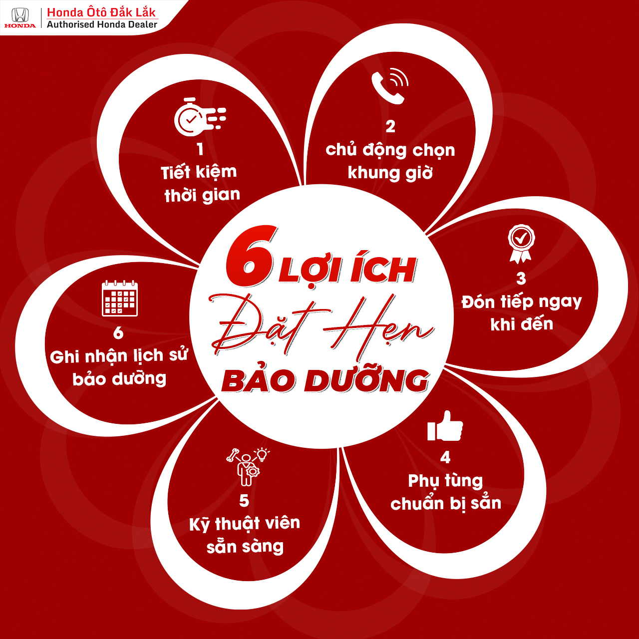 Đặt lịch bảo dưỡng Honda Ô tô Đắk Lắk