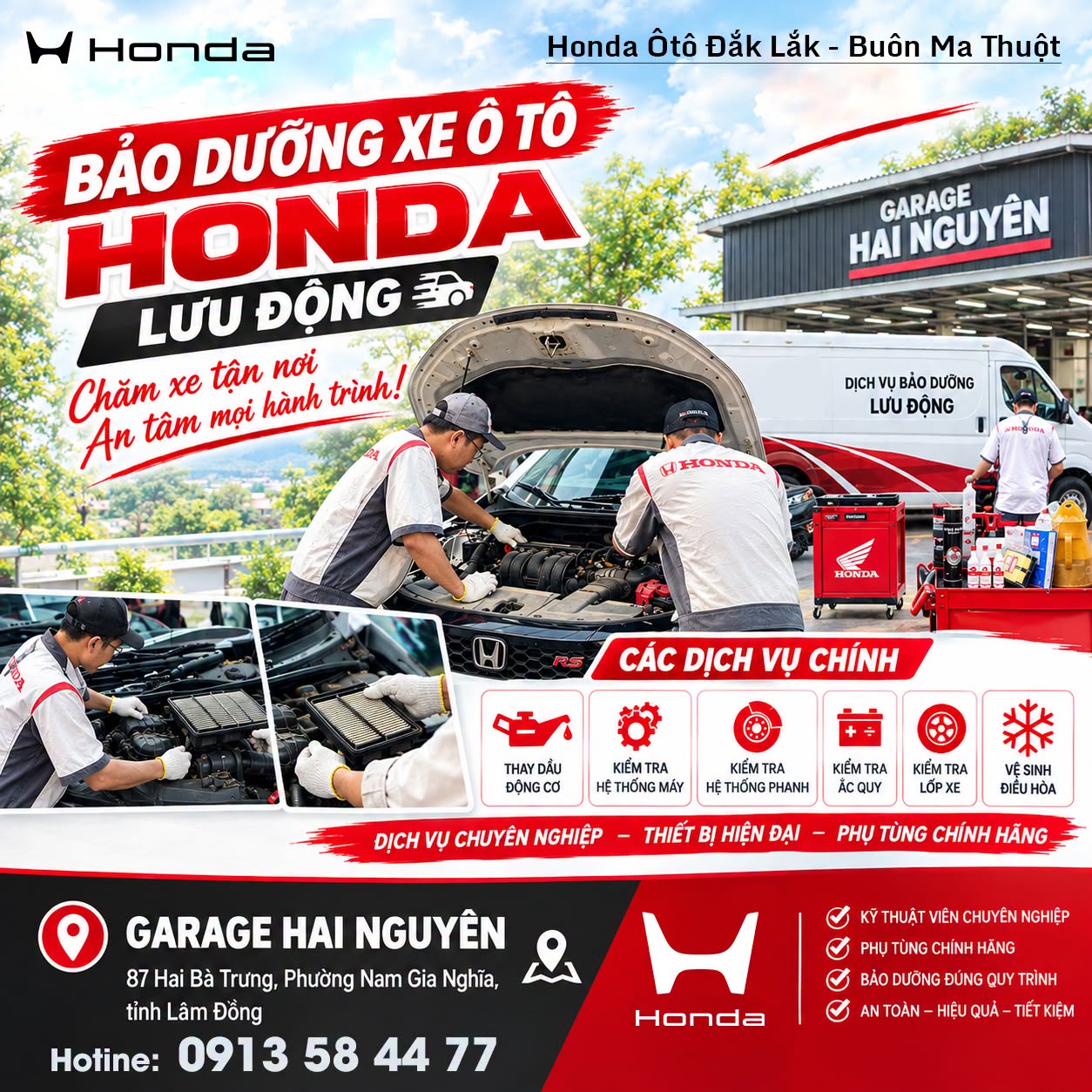 Honda Ô tô Đắk Lắk – Buôn Ma Thuột tổ chức bảo dưỡng lưu động tại Lâm Đồng